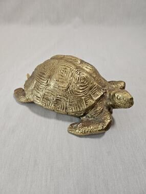 Brass Turtle - Large Hollow Lost Core Brass Unbranded VTG Turtle Figurine